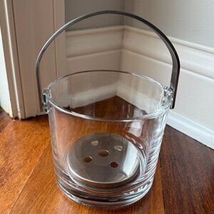Vintage Glass Ice Bucket with Stainless Steel Handle